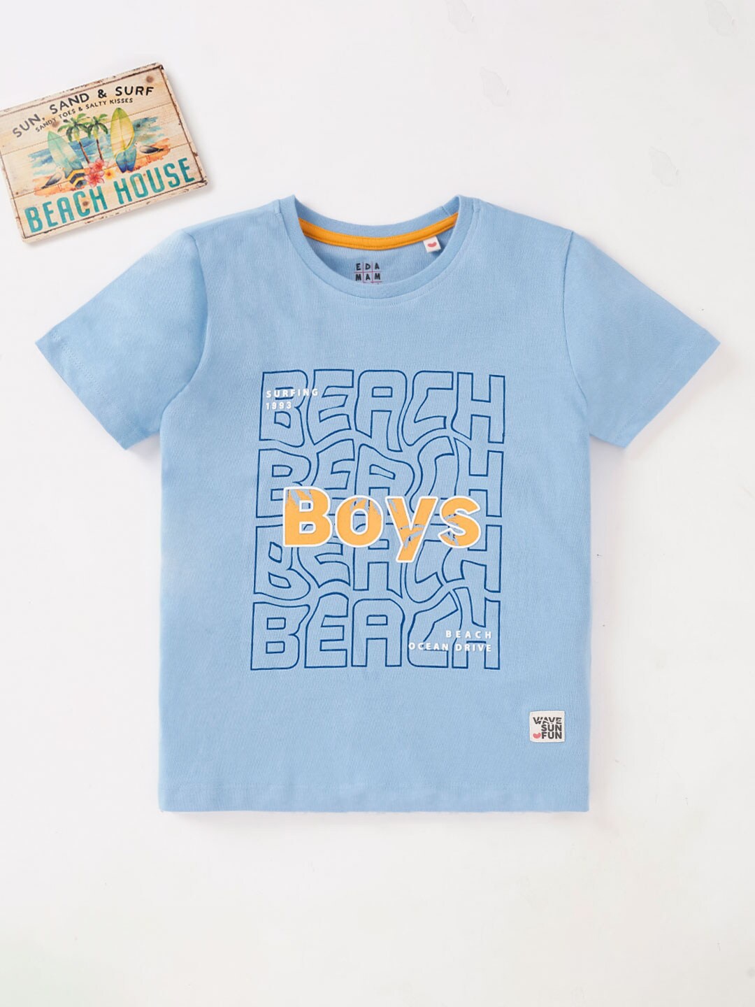 

Ed-a-Mamma Boys Typography Printed Cotton T-shirt, Blue