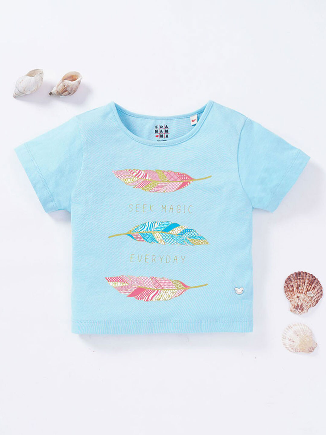 

Ed-a-Mamma Girls Graphic Printed Cotton T-shirt, Blue