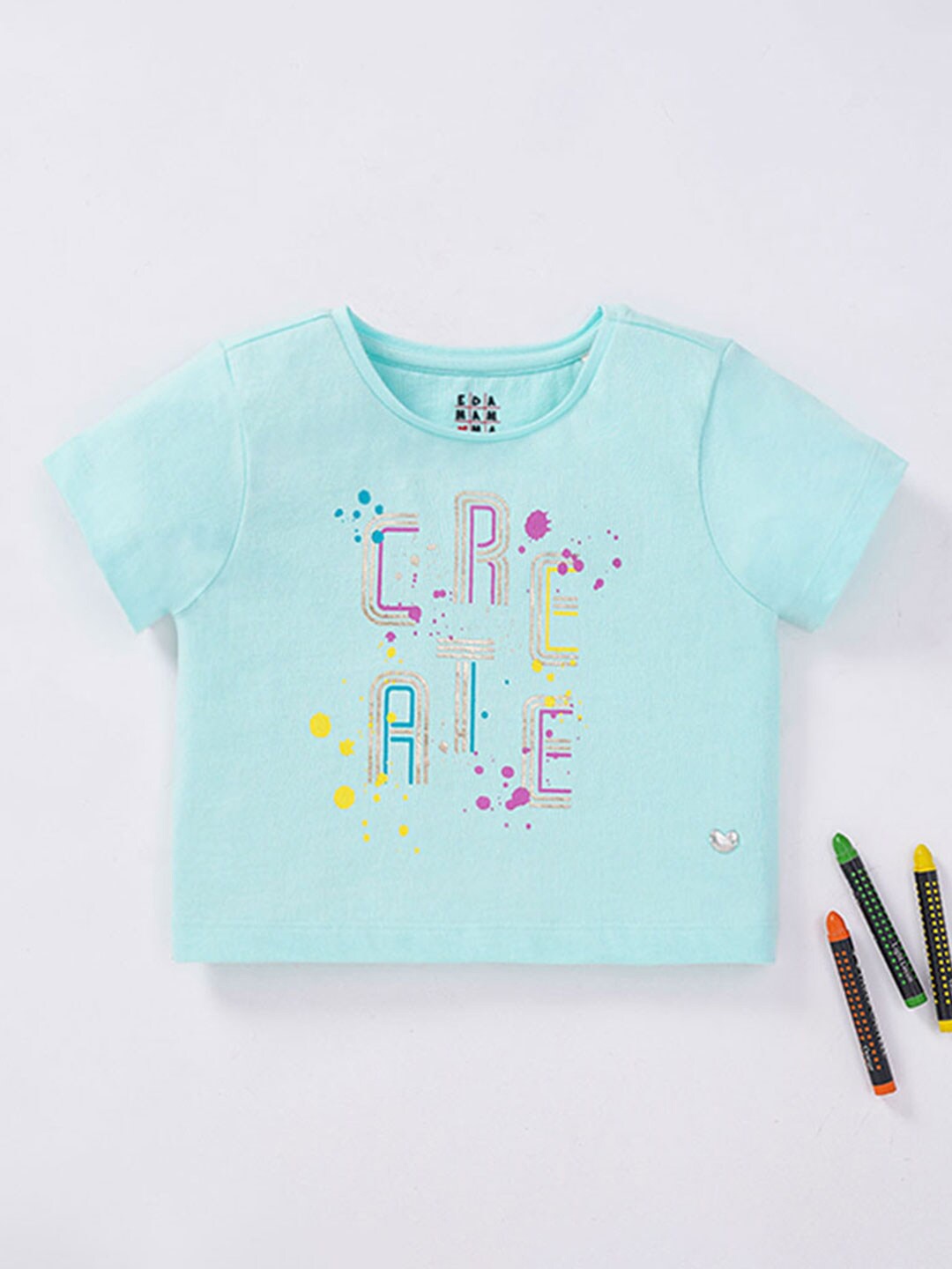 

Ed-a-Mamma Girls Typography Printed Cotton T-shirt, Blue