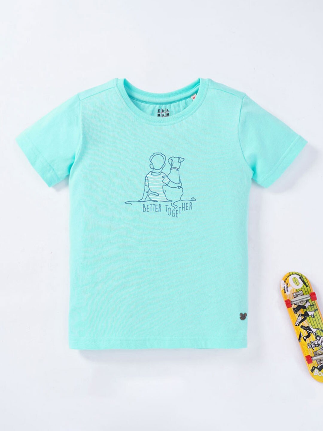 

Ed-a-Mamma Boys Graphic Printed Cotton Casual T-shirt, Blue