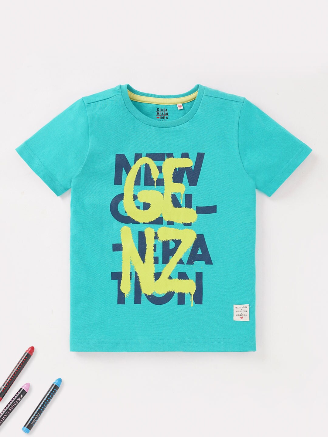 

Ed-a-Mamma Boys Typography Printed Cotton Casual T-shirt, Blue
