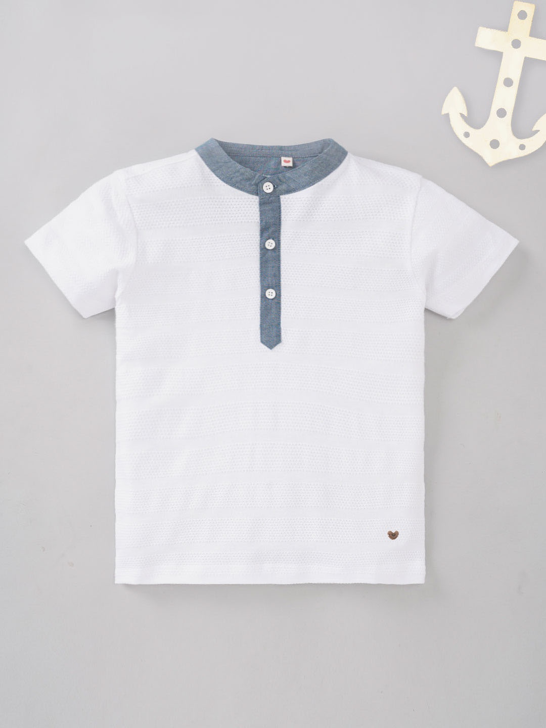 Ed-a-Mamma Boys Henley Neck Cotton T-Shirt, White