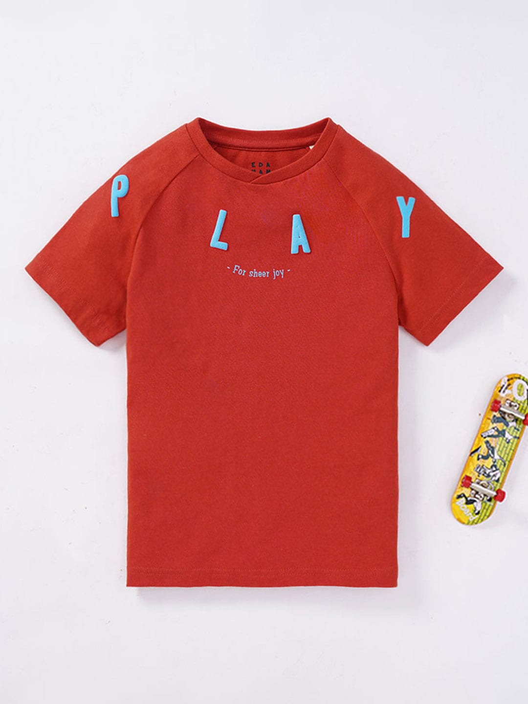 

Ed-a-Mamma Boys Typography Printed Raglan Sleeves Cotton T-shirt, Red