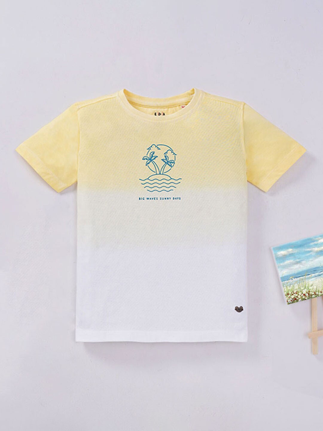 Ed-a-Mamma Boys Dyed Cotton T-Shirt, Yellow