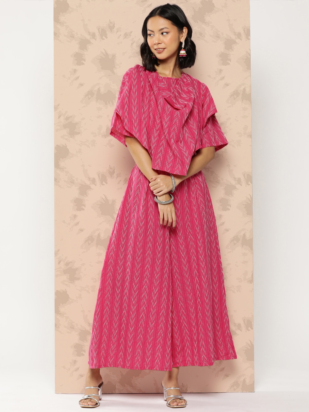 

InWeave Printed Pure Cotton Top With Palazzos, Pink