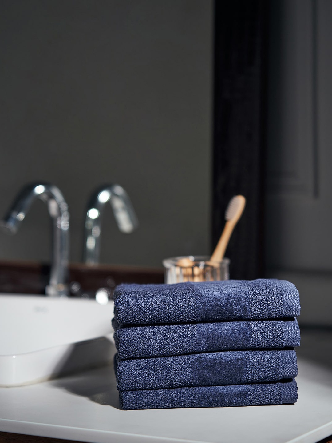 

Pure Home and Living Blue 8 Pieces 550 GSM Cotton Face Towels