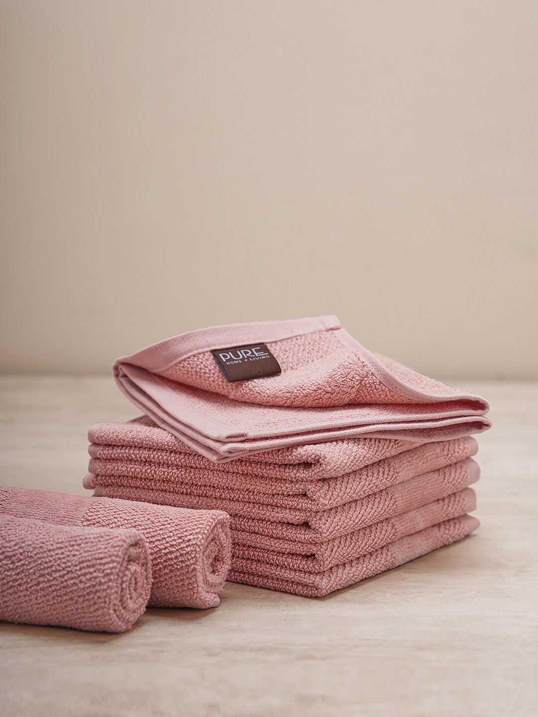 

Pure Home and Living Pink 8 Pieces 550 GSM Cotton Face Towels