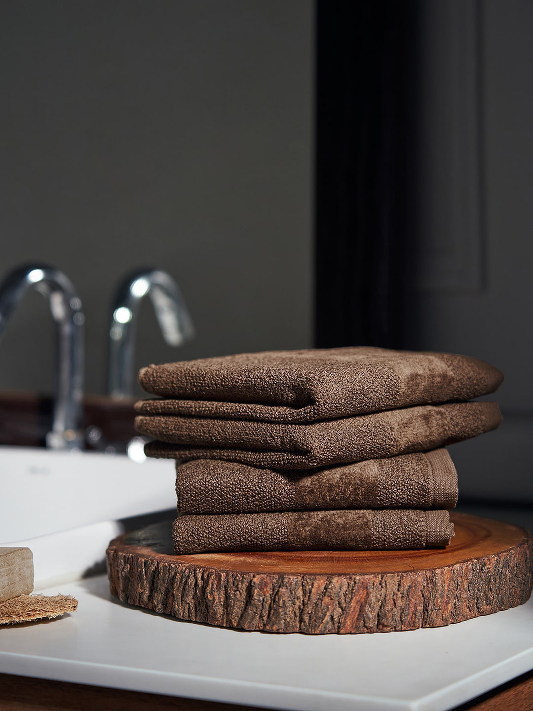 

Pure Home and Living Brown 8 Pieces 550 GSM Cotton Face Towels