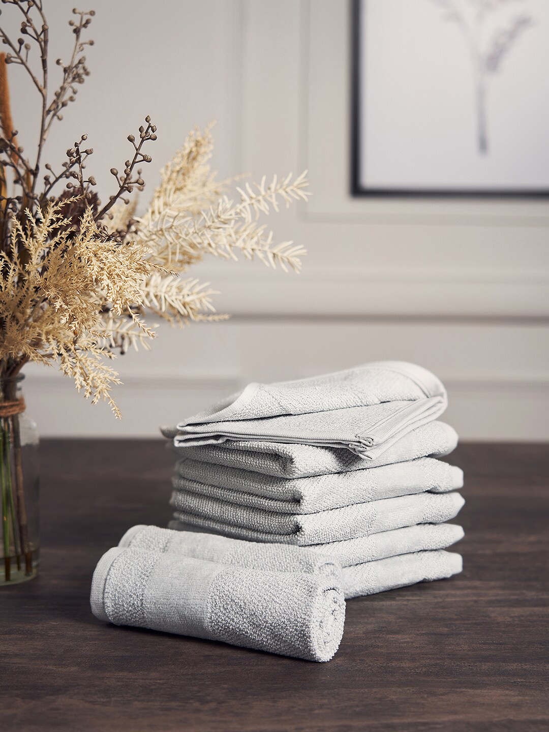 

Pure Home and Living Grey 8 Pieces 550 GSM Cotton Face Towels