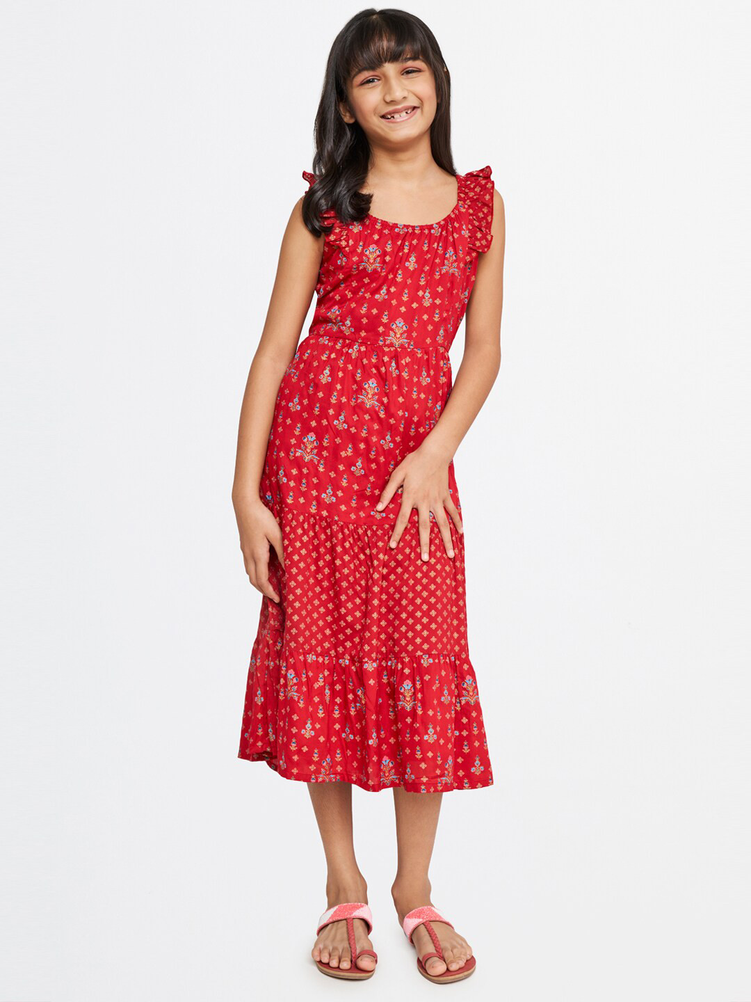 

Global Desi Floral Print Maxi Midi Dress, Pink