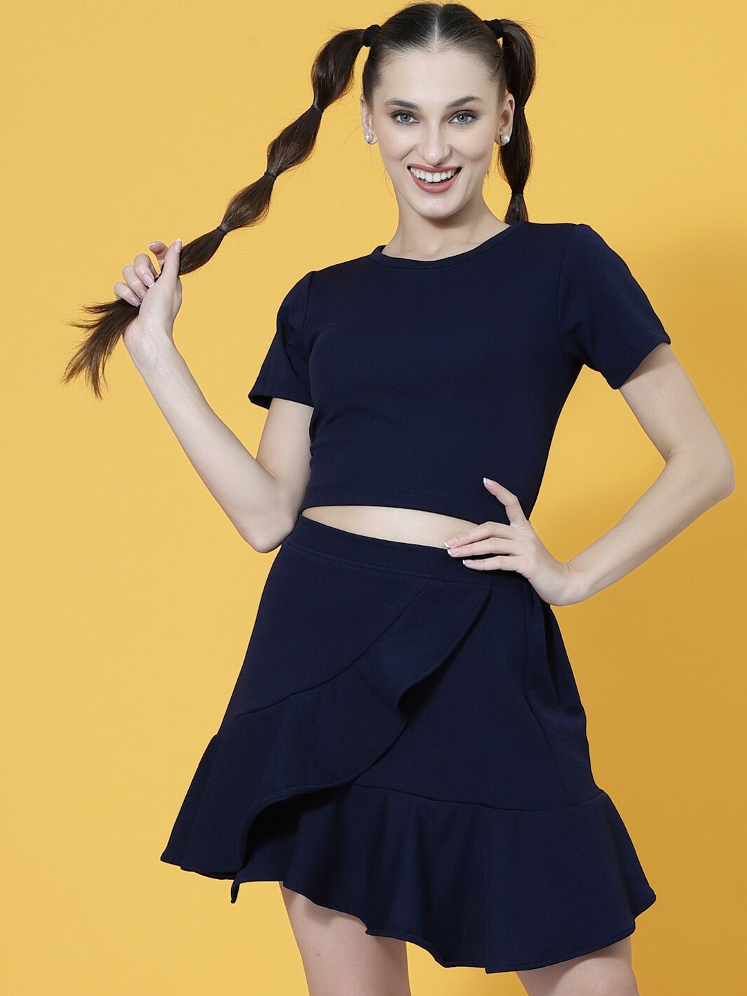 

Oomph! A-Line Flared Mini Slip-On Skirt, Blue