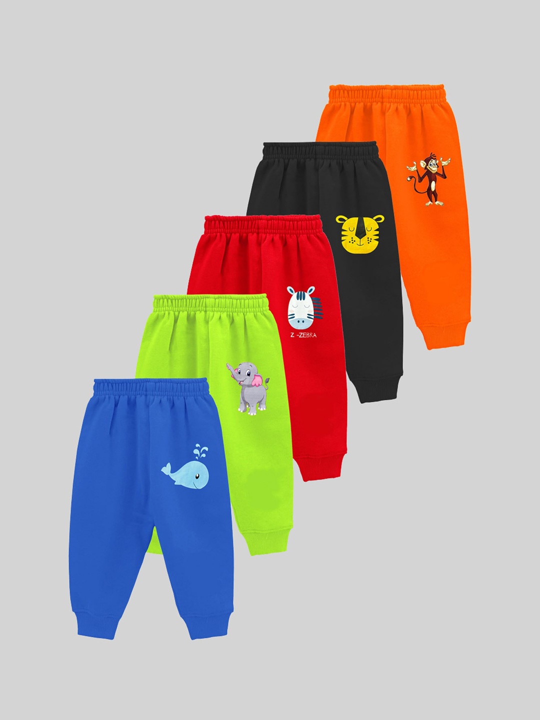 

KUCHIPOO Infants Kids Pack Of 5 Regular Fit Joggers, Red