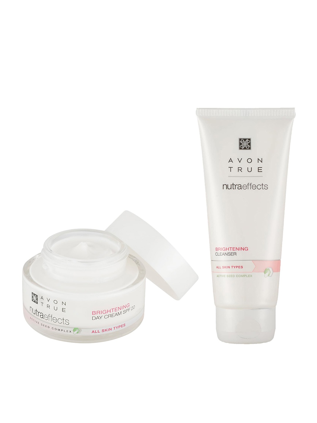 Avon True Nutraeffects Brightening Face Cleanser 100 g & Day Cream 50g, White
