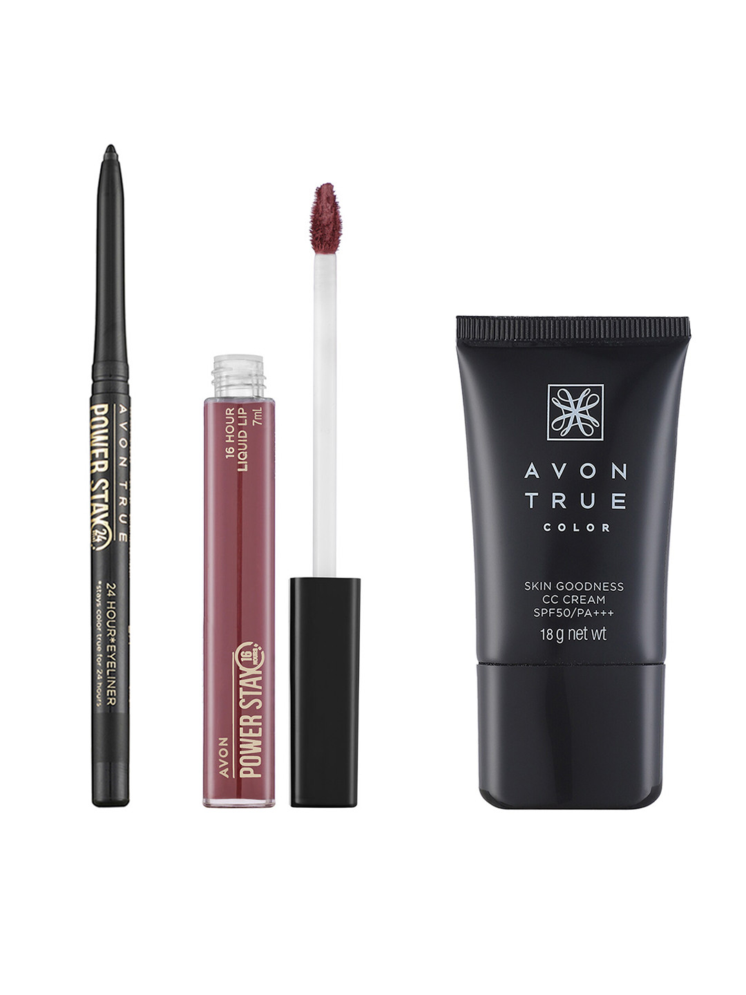 

Avon Set of True Color Lipstick + Powerstay Eyeliner + True Color CC Cream, Purple