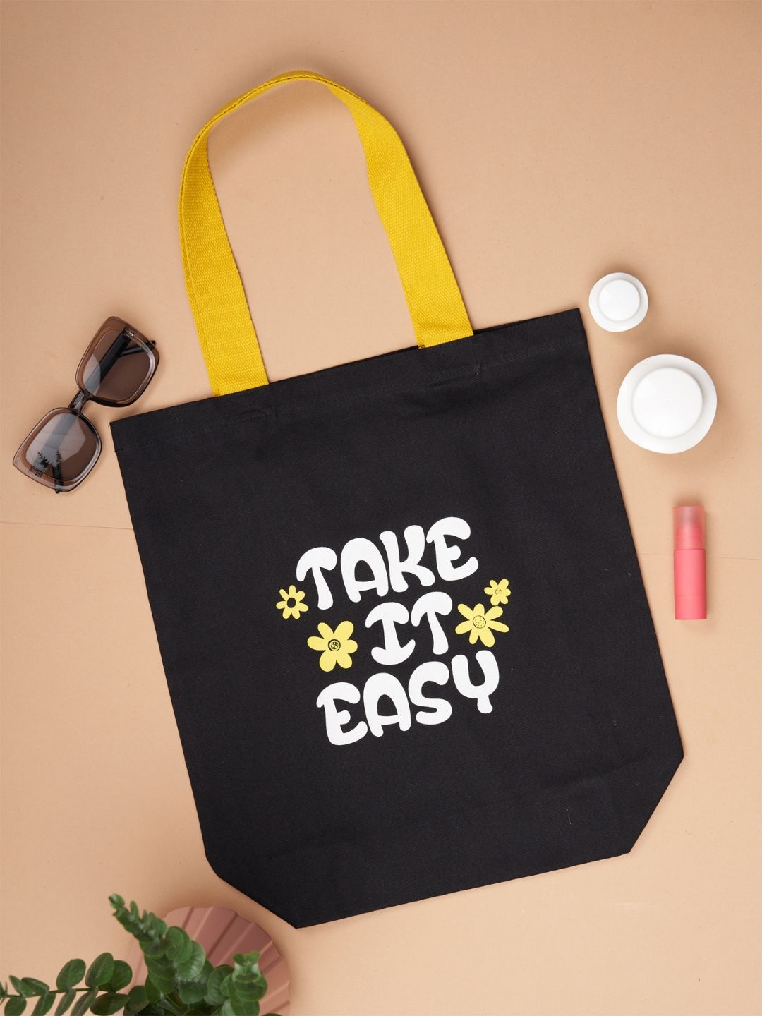 

Doodle Cotton Take it easy Tote Bag, Black