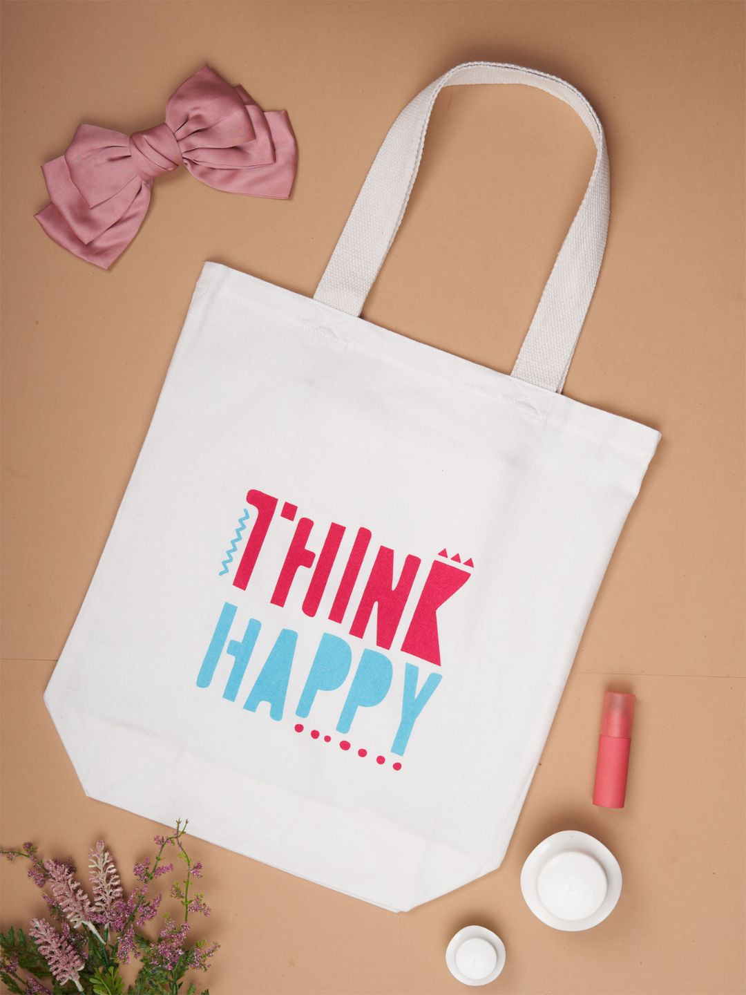 

Doodle Cotton Happy Thoughts Tote Bag, White