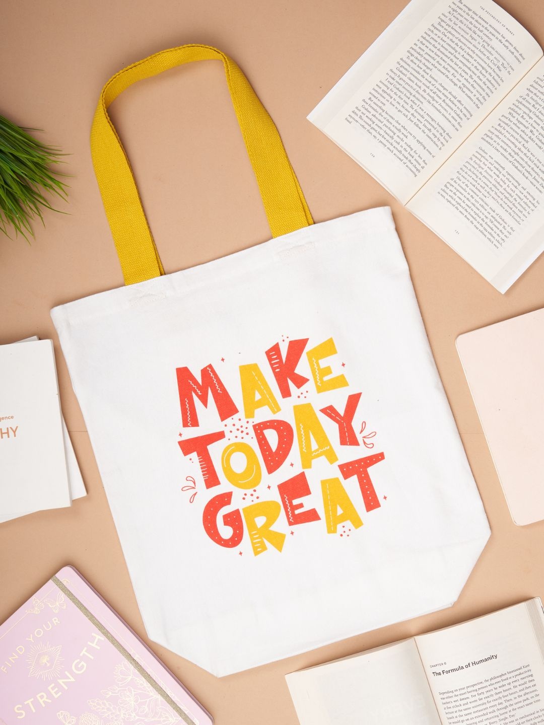 Doodle Cotton Great Start Tote Bag, White