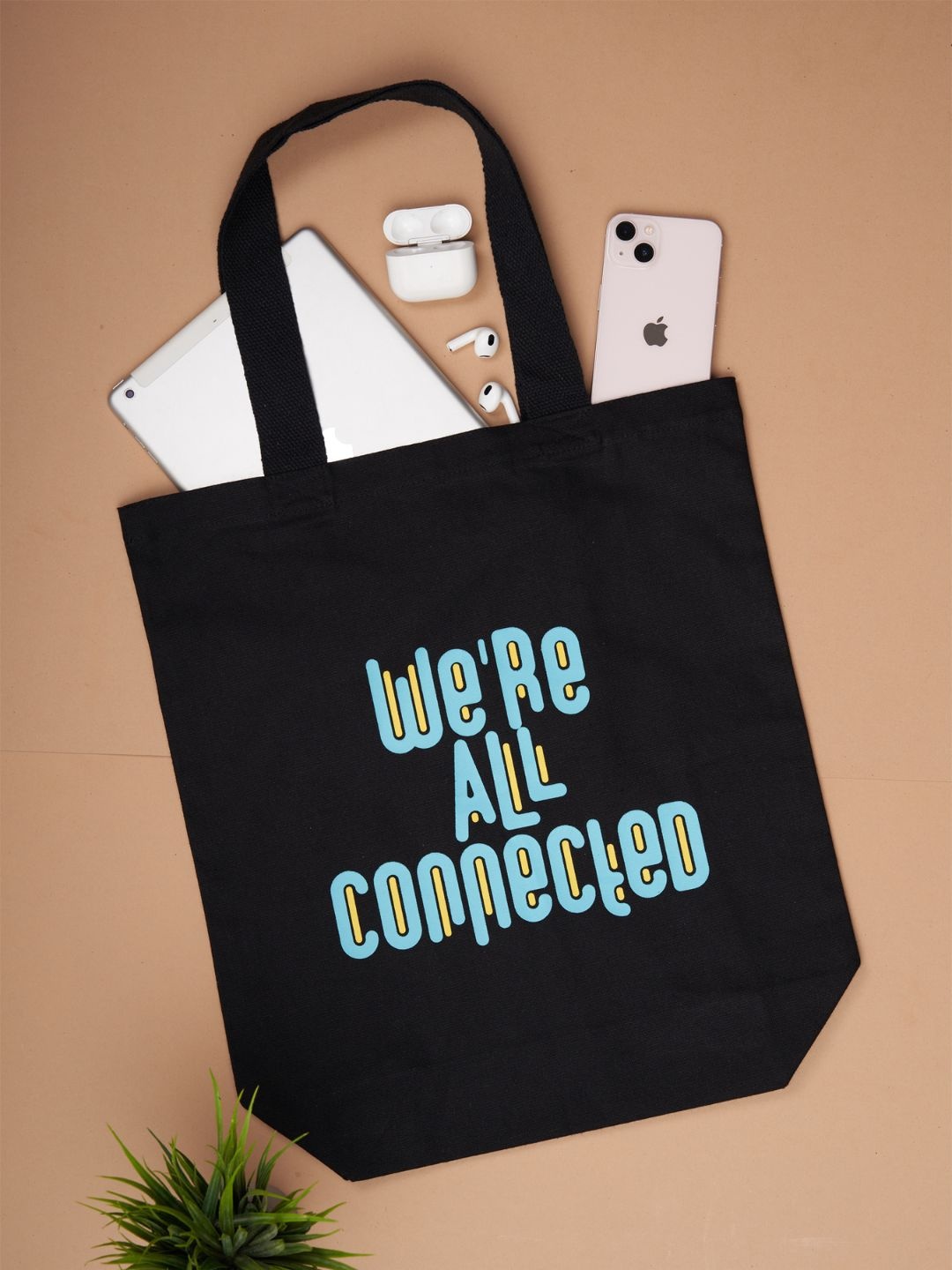 Doodle Connections Tote Bag, Black
