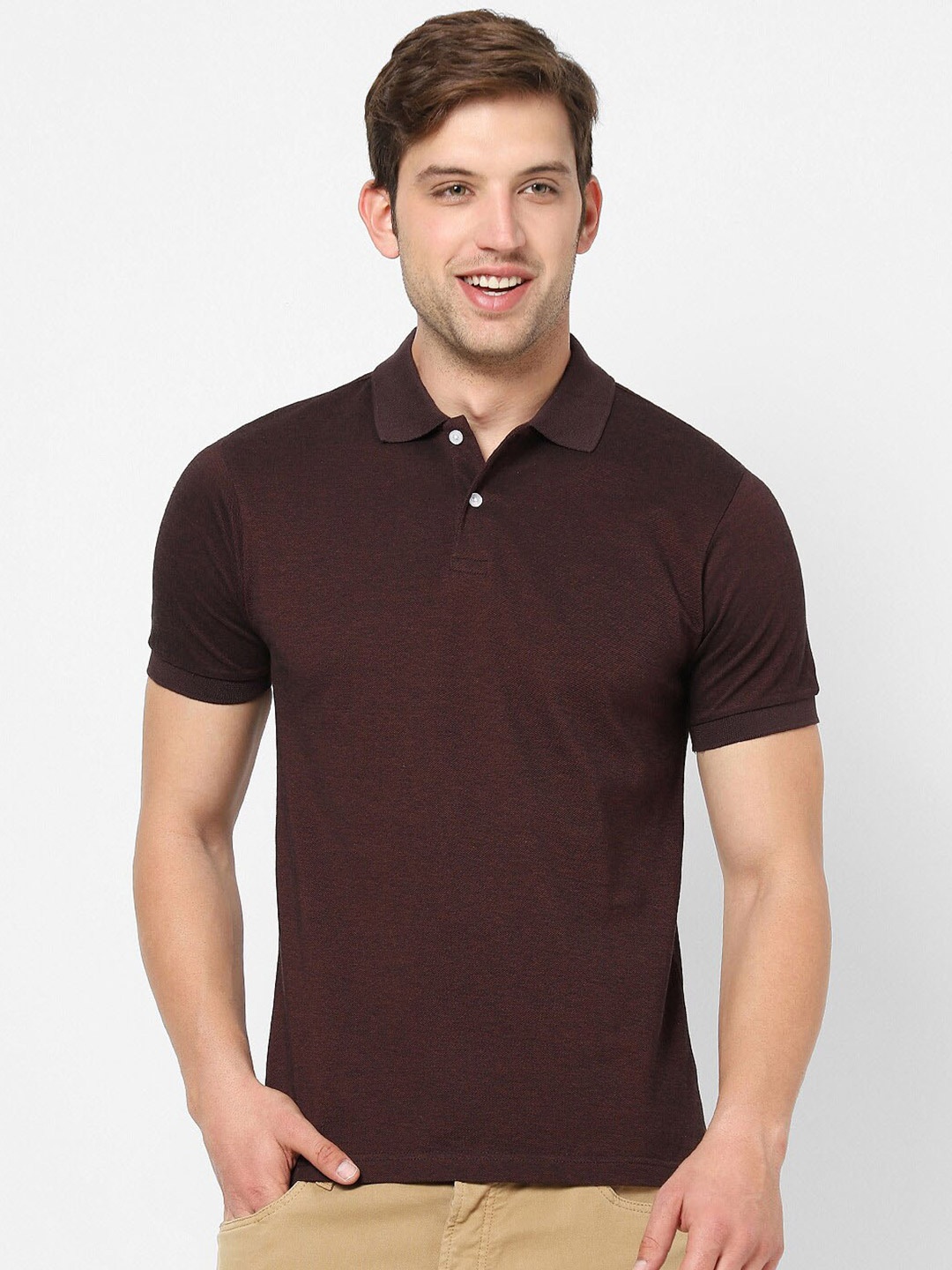 

VASTRADO Polo Collar Short Sleeves Cotton T-shirt, Maroon