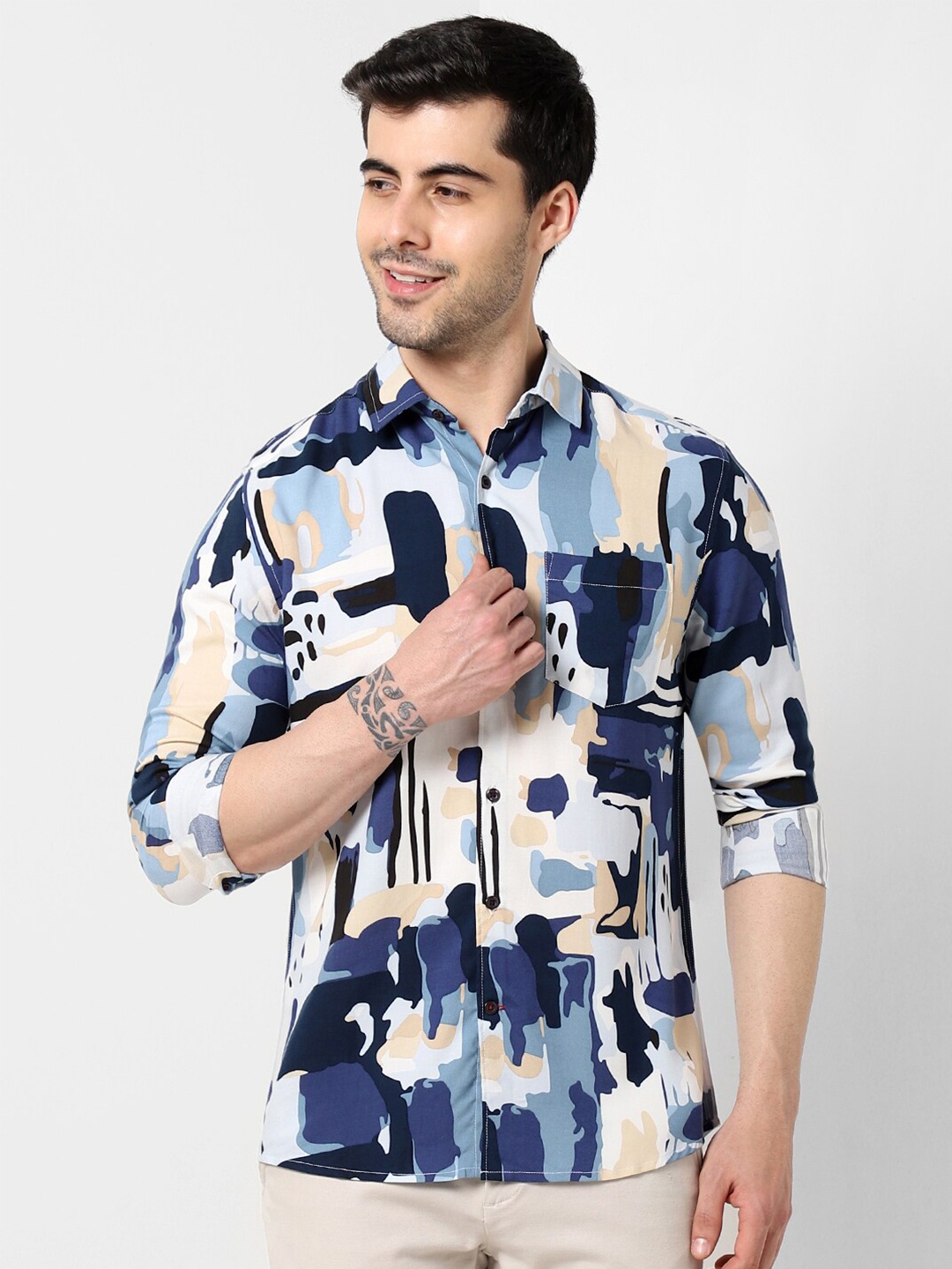 

VASTRADO Abstract Printed Casual Shirt, Blue