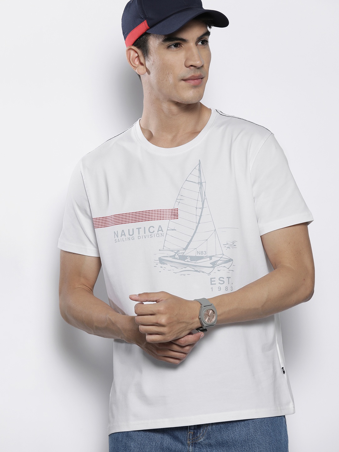 

Nautica Men Nautical Printed T-shirt, White