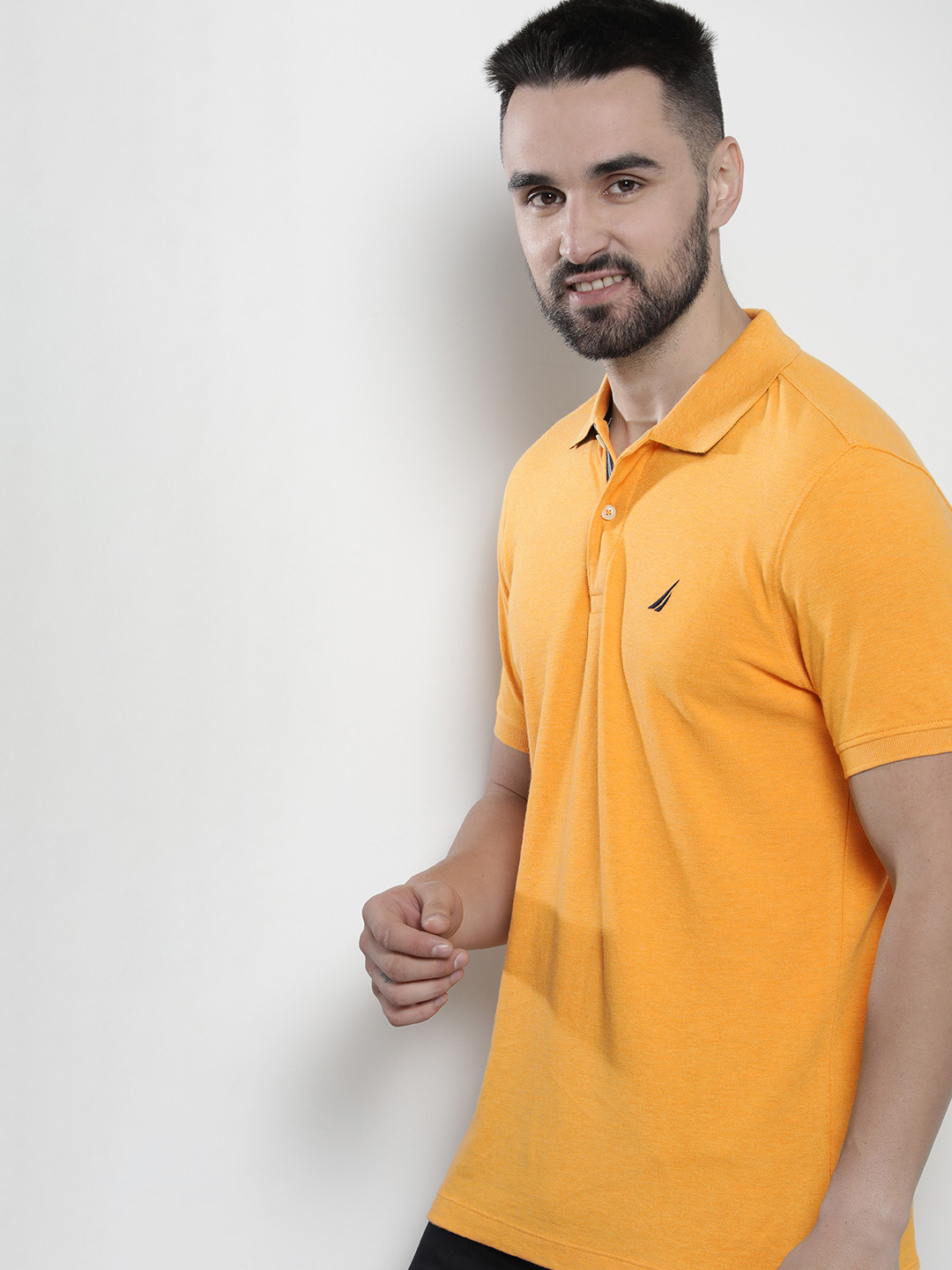 

Nautica Solid Polo Collar Pure Cotton T-shirt, Yellow