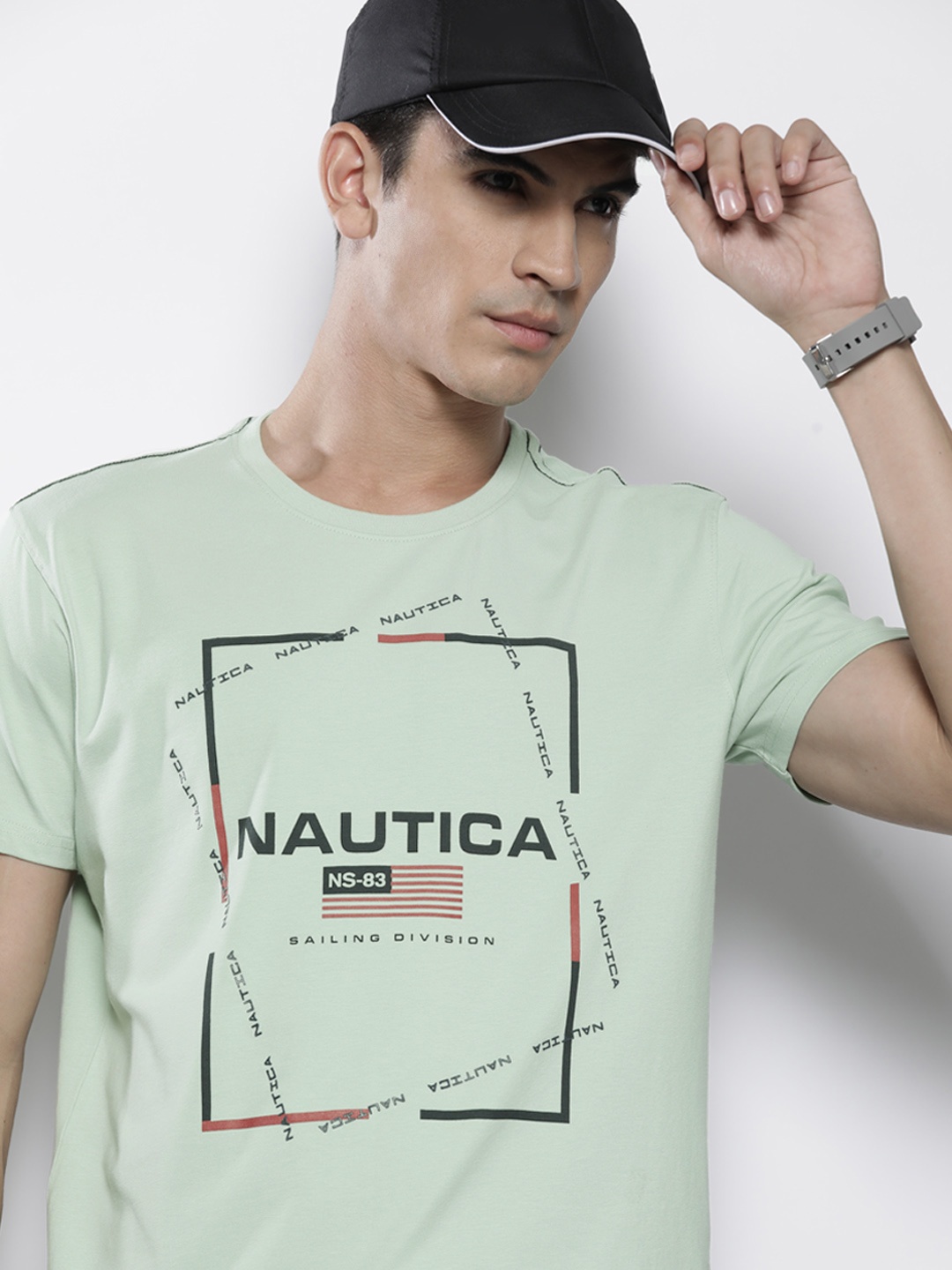

Nautica Men Brand Logo Printed T-shirt, Green