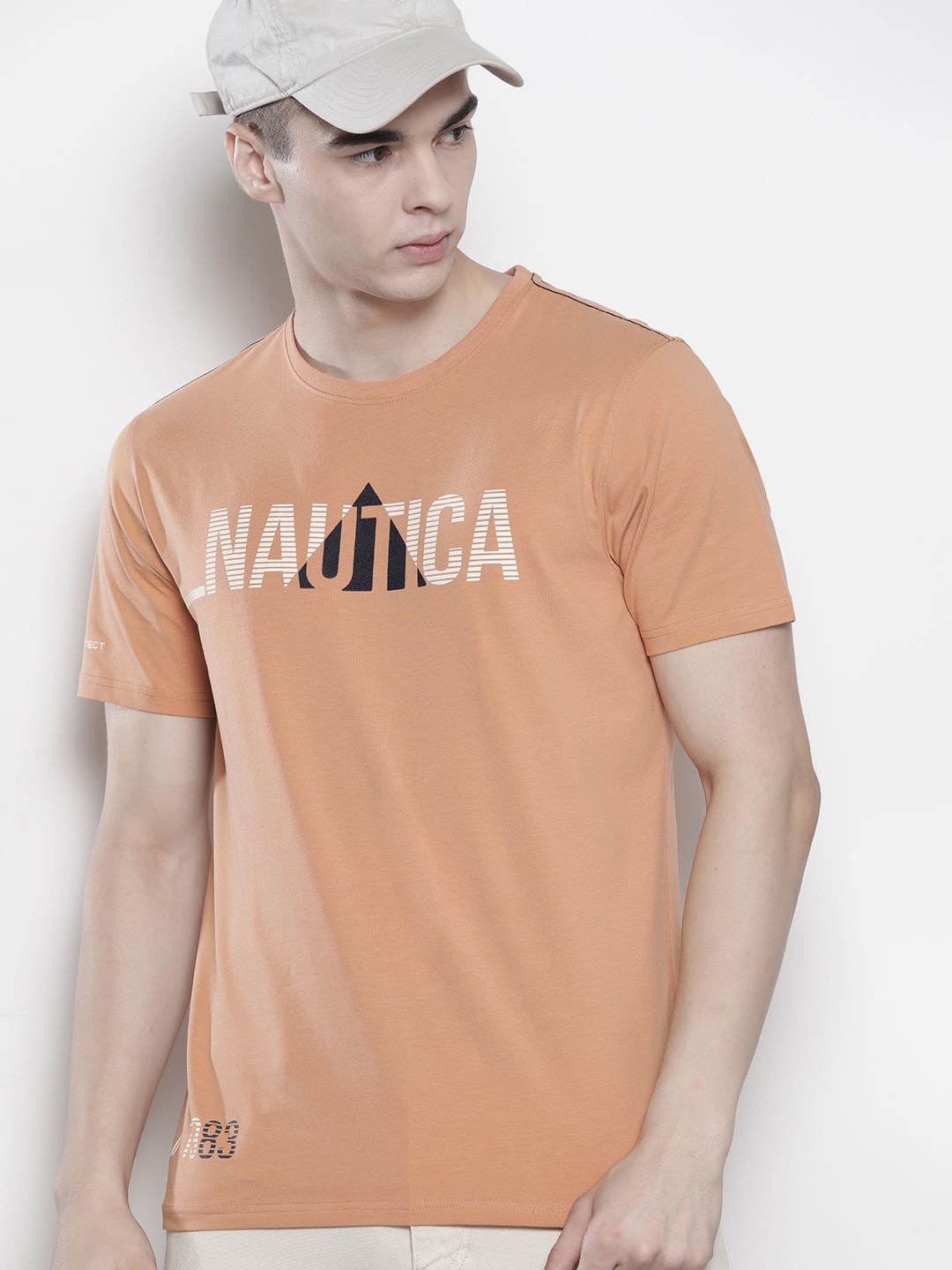 

Nautica Printed Pure Cotton T-shirt, Peach