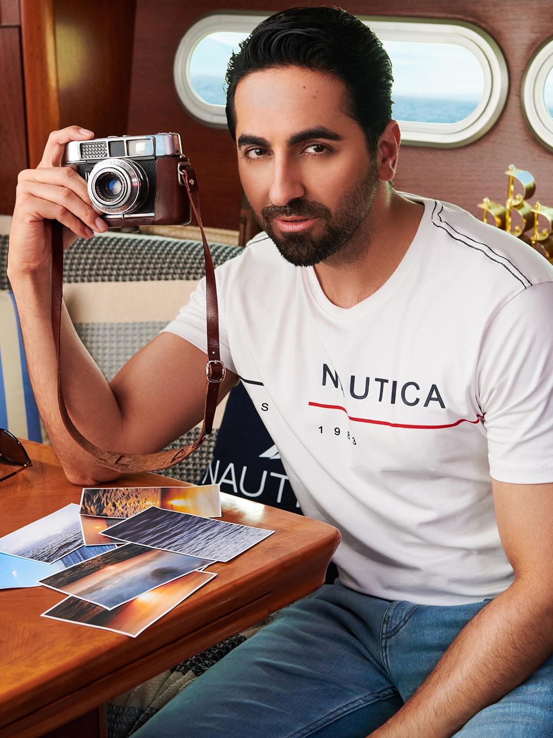 Nautica Men Brand Logo Printed T-shirt, White