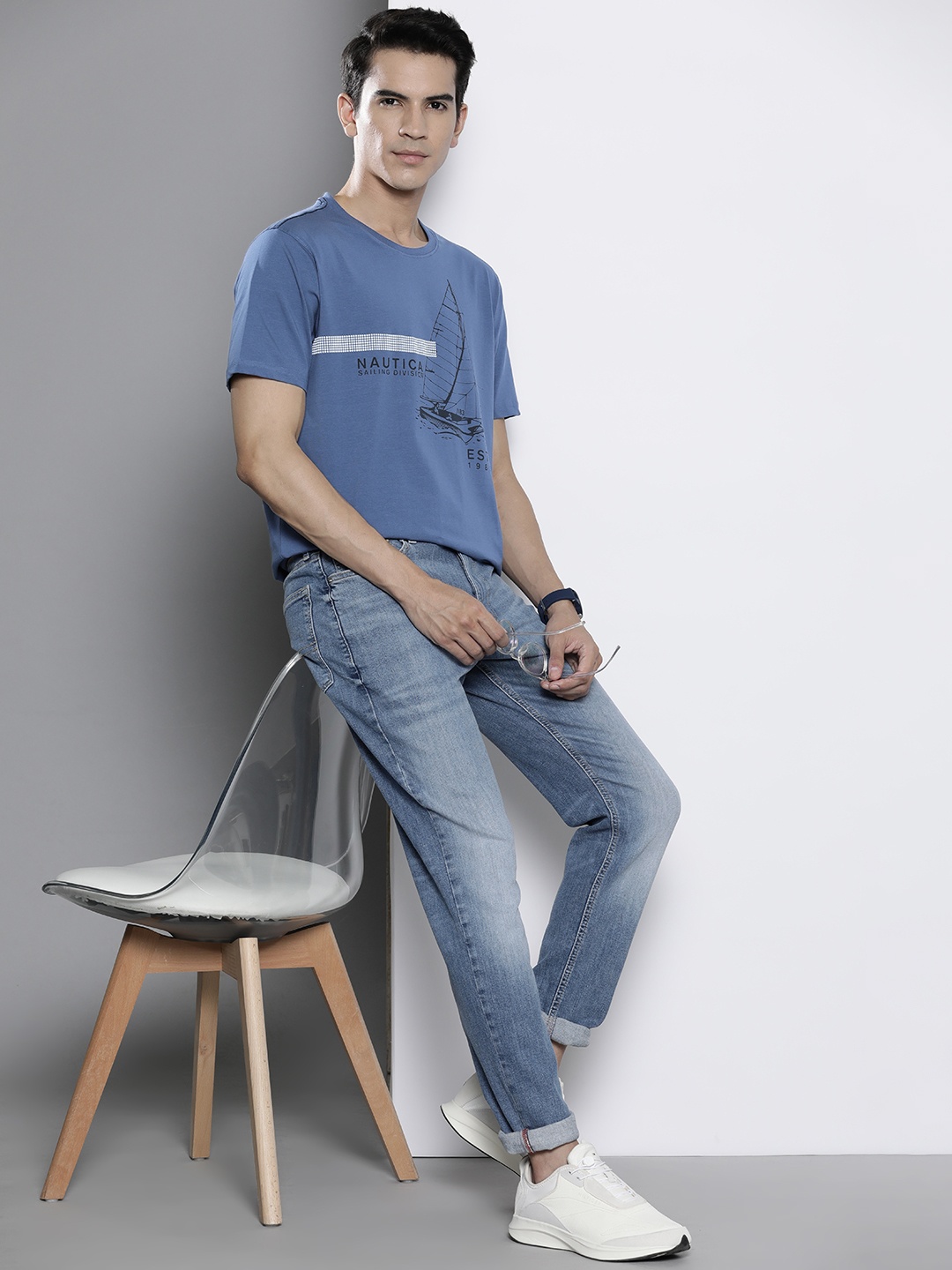 

Nautica Men Nautical Print T-shirt, Blue