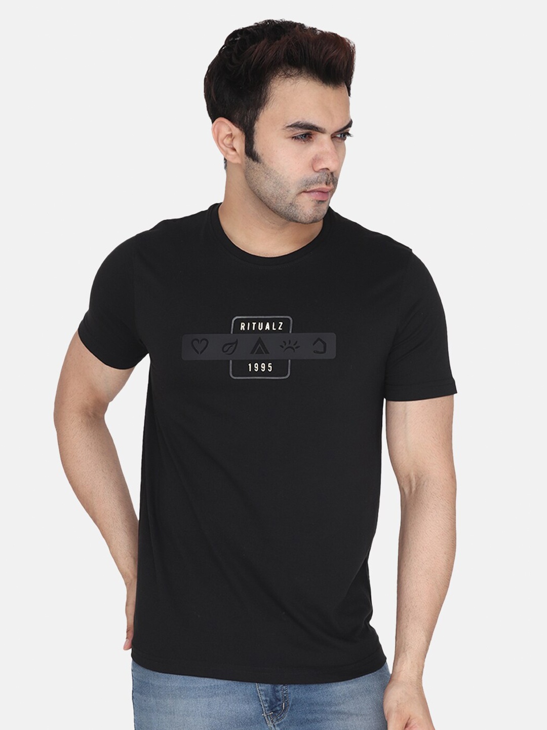 

Albion Relaxed Fit Typography Printed Pure Cotton T-shirt, Black