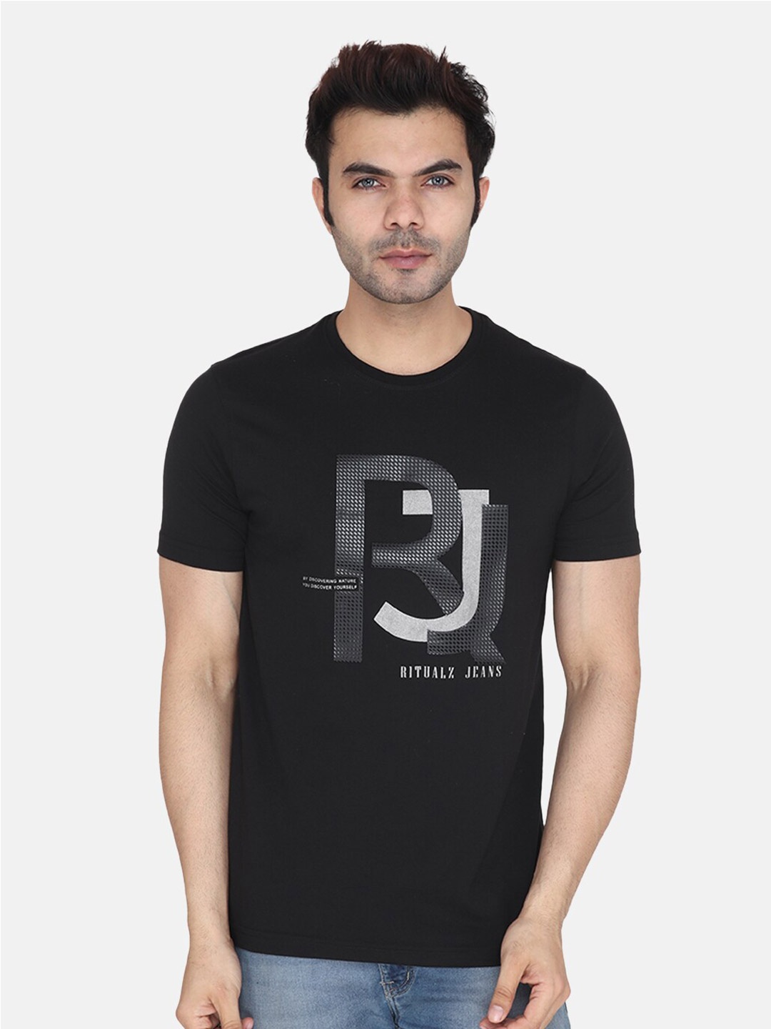 

Albion Relaxed Fit Typography Printed Pure Cotton T-shirt, Black