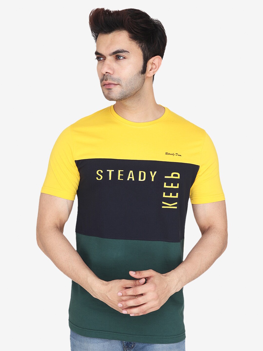 

Albion Relaxed Fit Typography Printed Pure Cotton T-shirt, Yellow