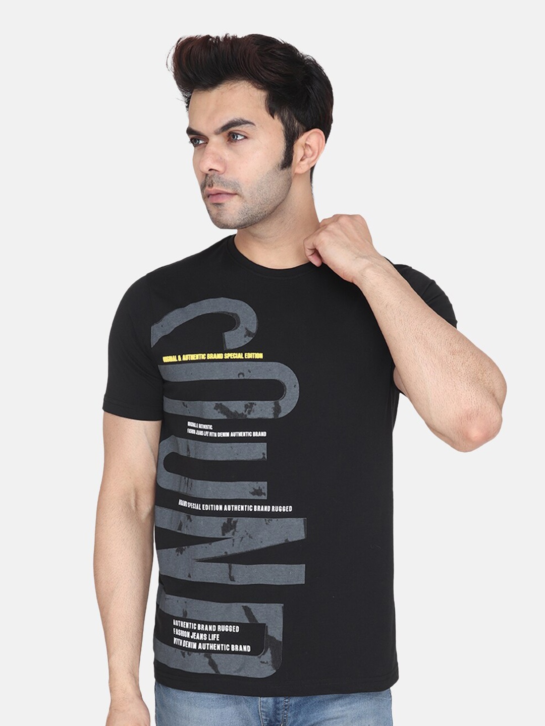 

Albion Relaxed Fit Typography Printed Pure Cotton T-shirt, Black