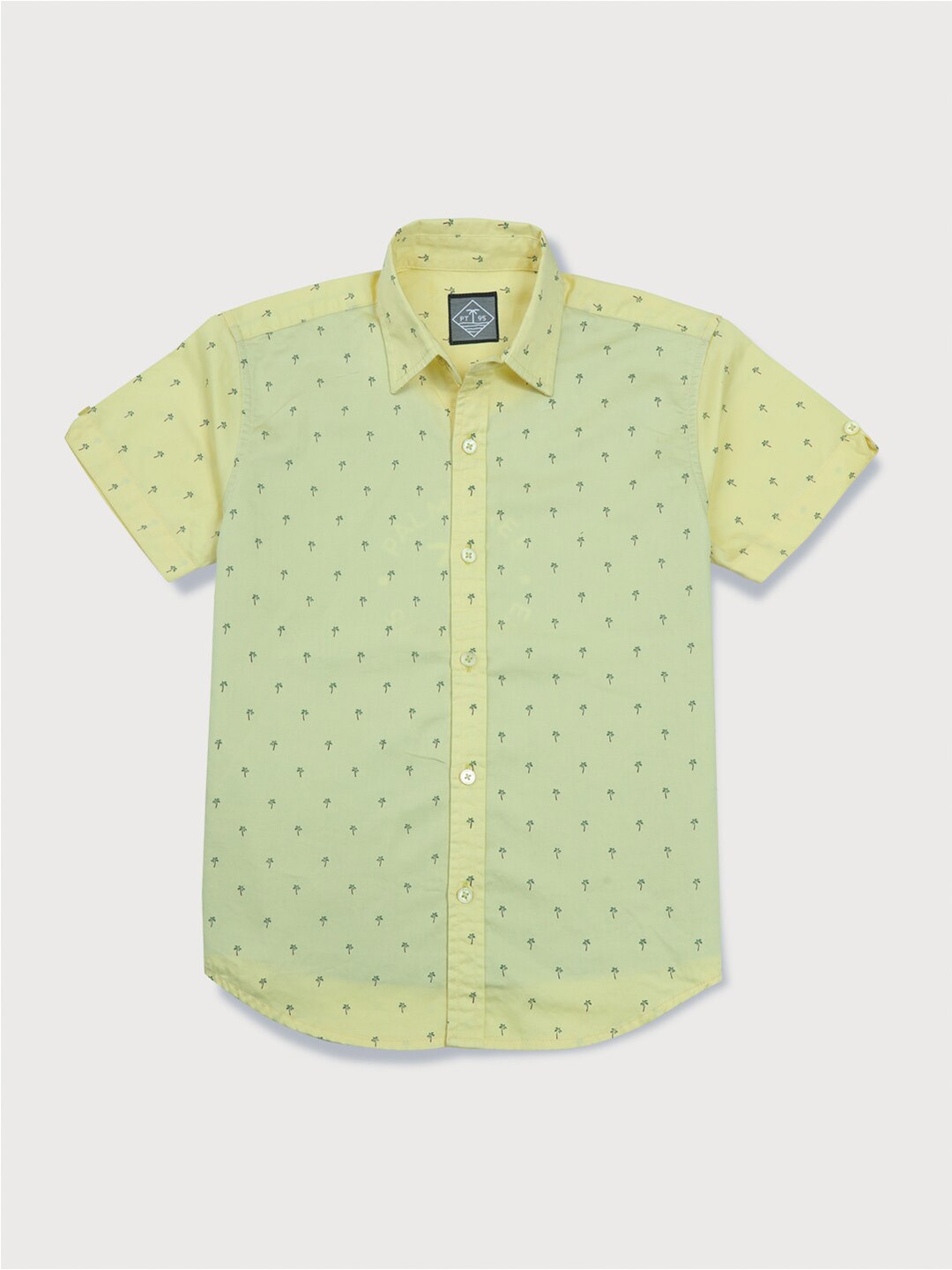 

Palm Tree Boys Conversational Printed Casual Cotton Shirt, Yellow