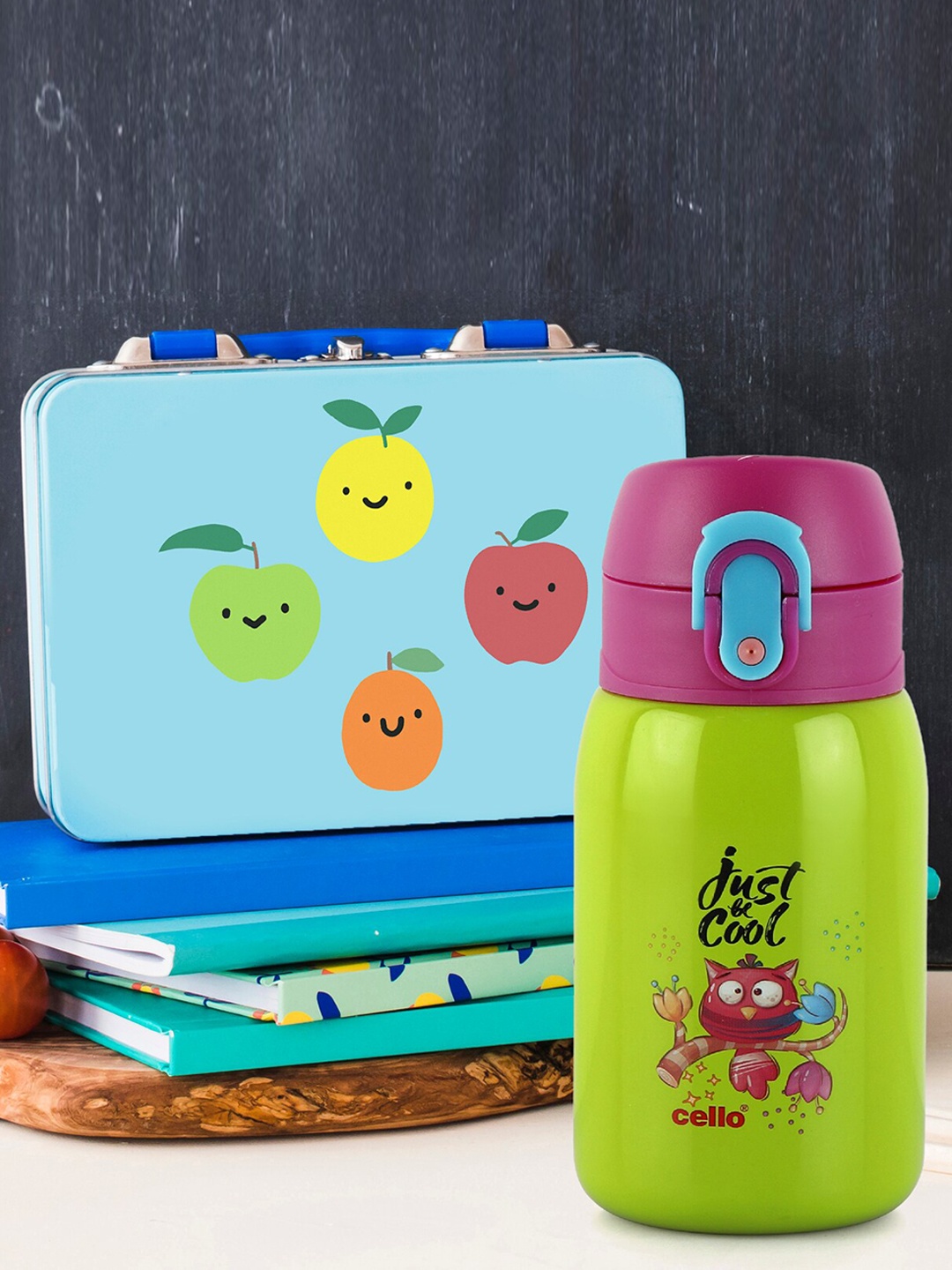 

Cello Junior Green & Burgundy Printed Stainless Steel Water Bottle - 275 ML