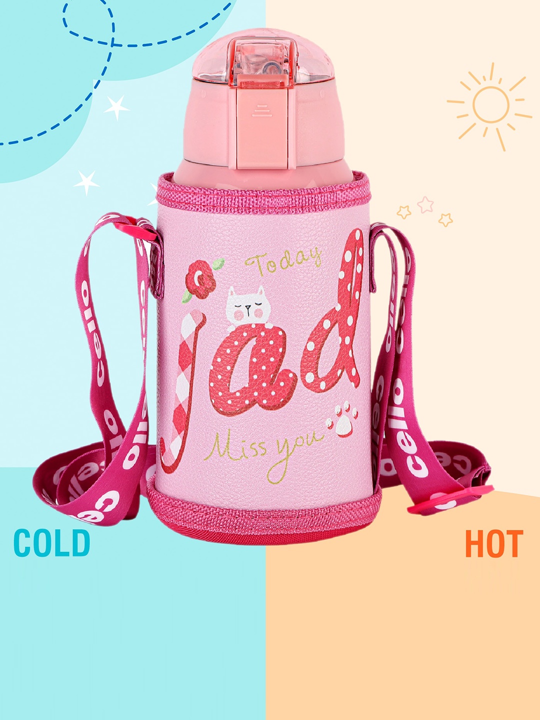 

Cello Kido Pink Printed Stainless Steel Water Bottle - 500 ML