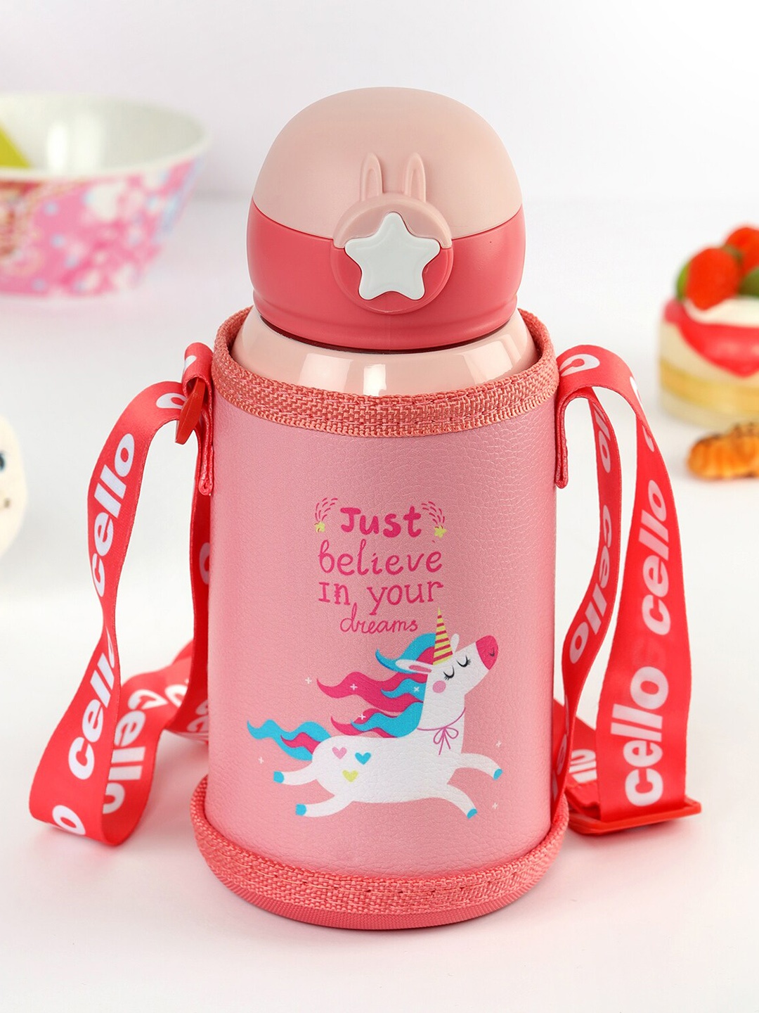 

Cello Lucky Pink Printed Stainless Steel Water Bottle - 500 ML