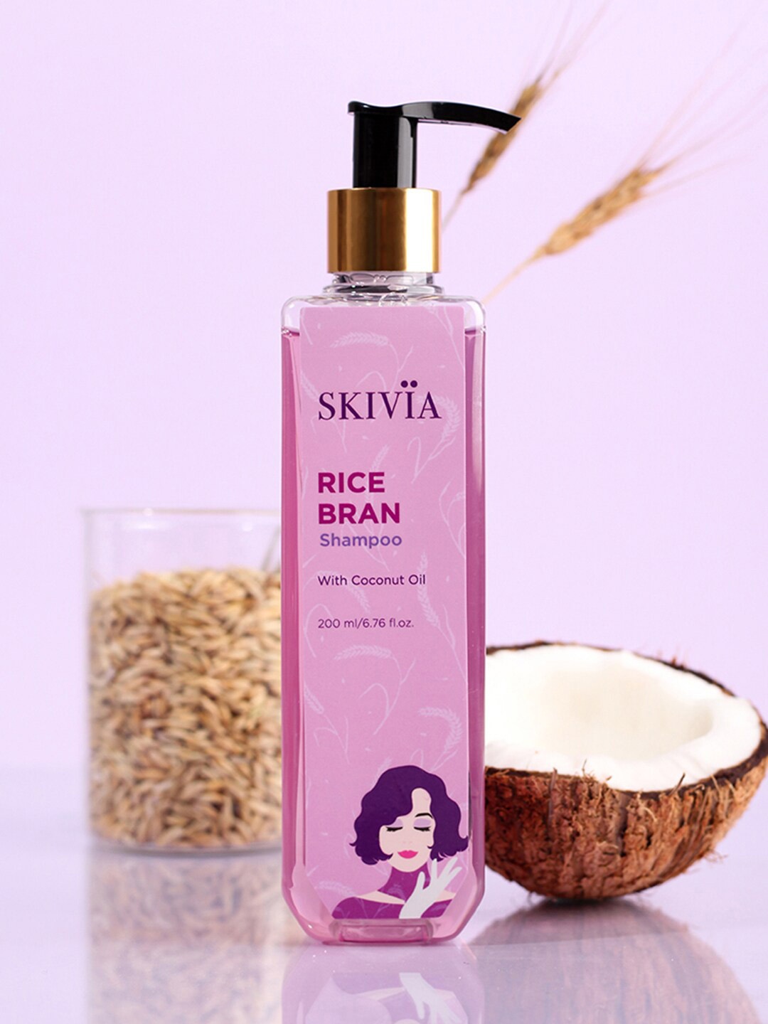 

SKIVIA Rice Bran Shampoo with Coconut Oil for Damage-Free Longer & Stronger Hair - 200ml, Purple