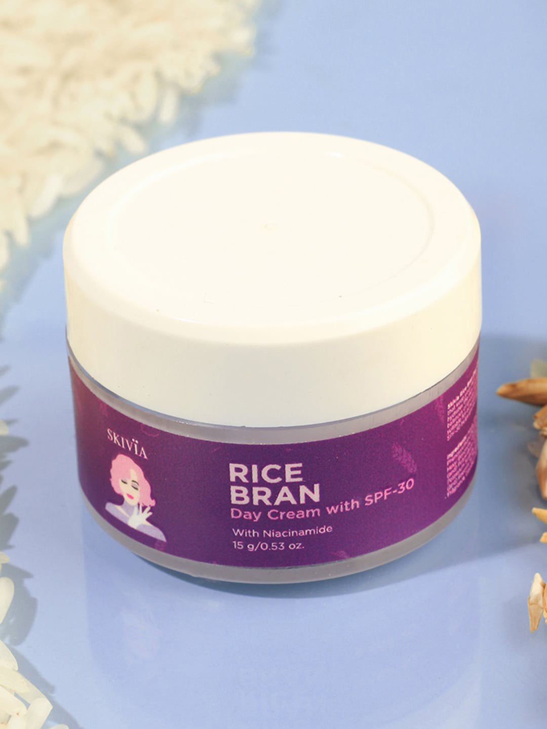 

SKIVIA Rice Bran Mini Day Cream with SPF-30 For Moisturizes & Protects, Transparent