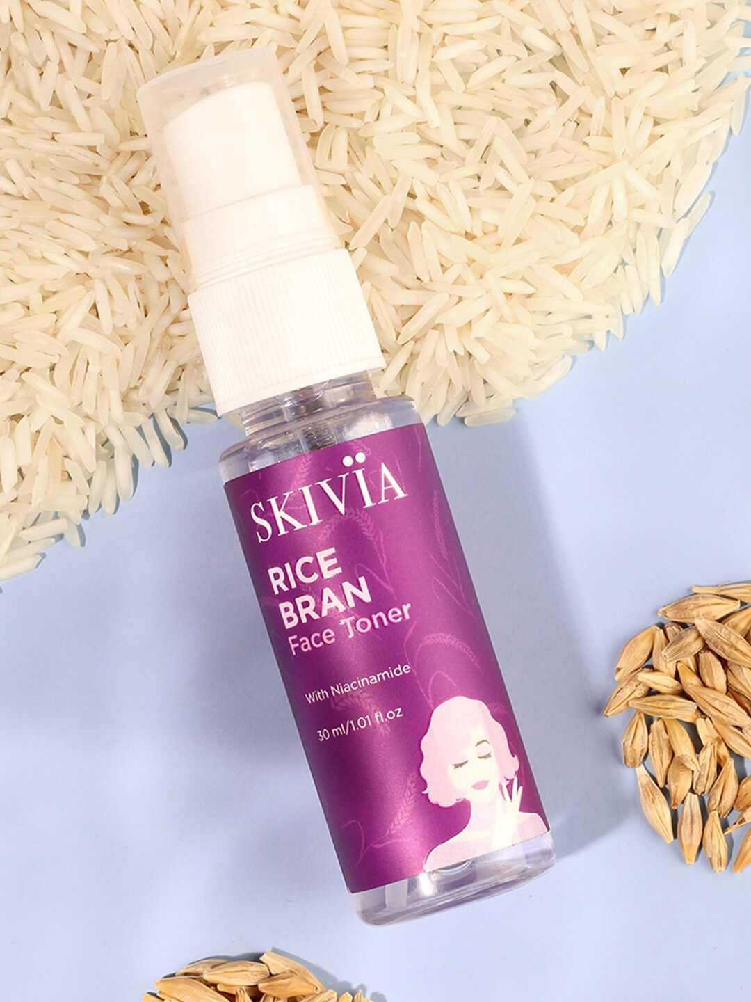 

SKIVIA Rice Bran Mini Face Toner With Niacinamide For Hydrates & Rejuvenates Skin 30ml, Transparent