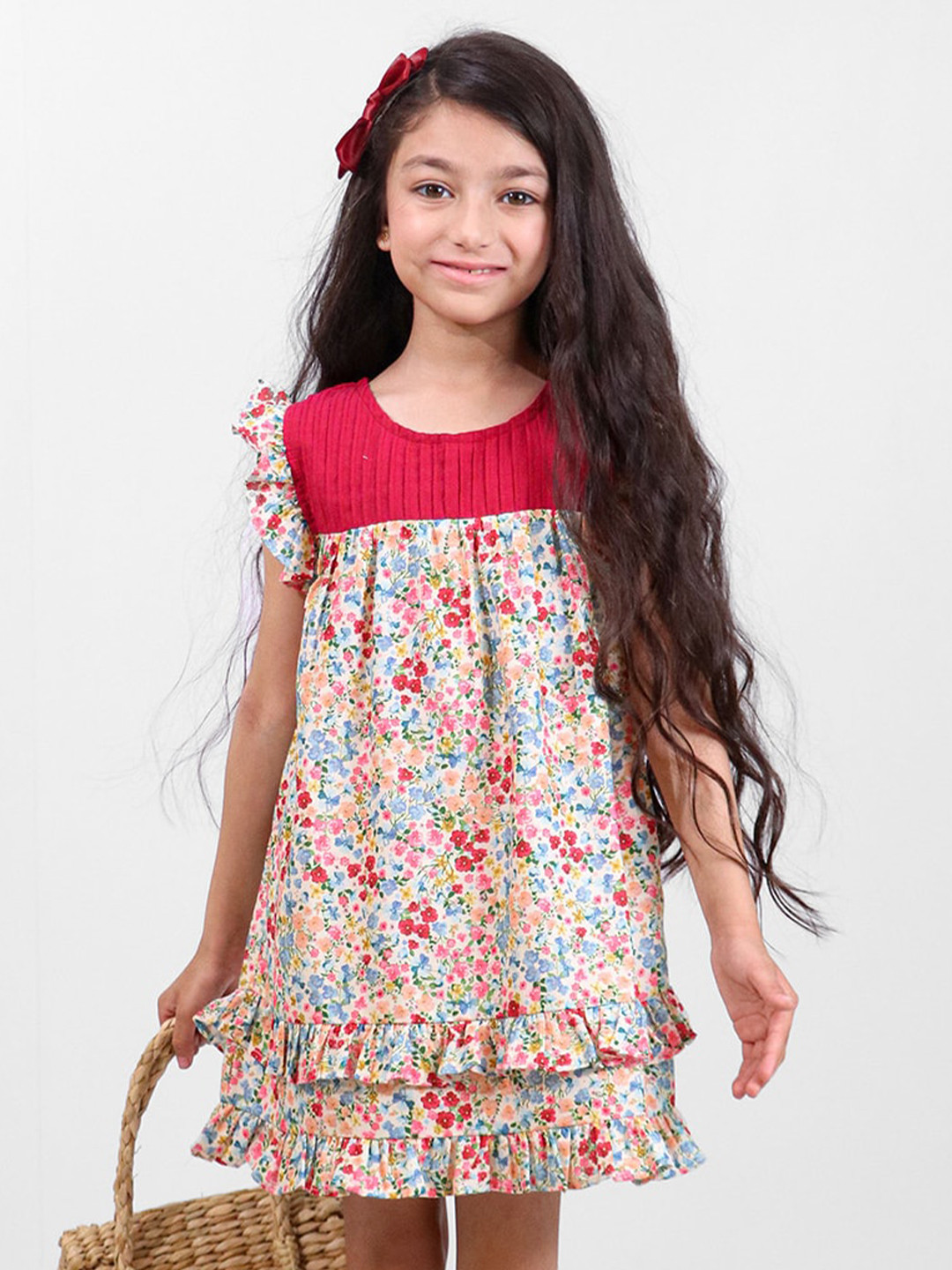 

Whistle & Hops Floral Print A-Line Dress, Red