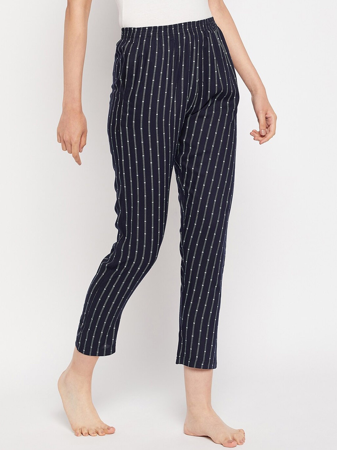 

FirstKrush Printed Full Length Women's Straight Lounge Pants, Navy blue