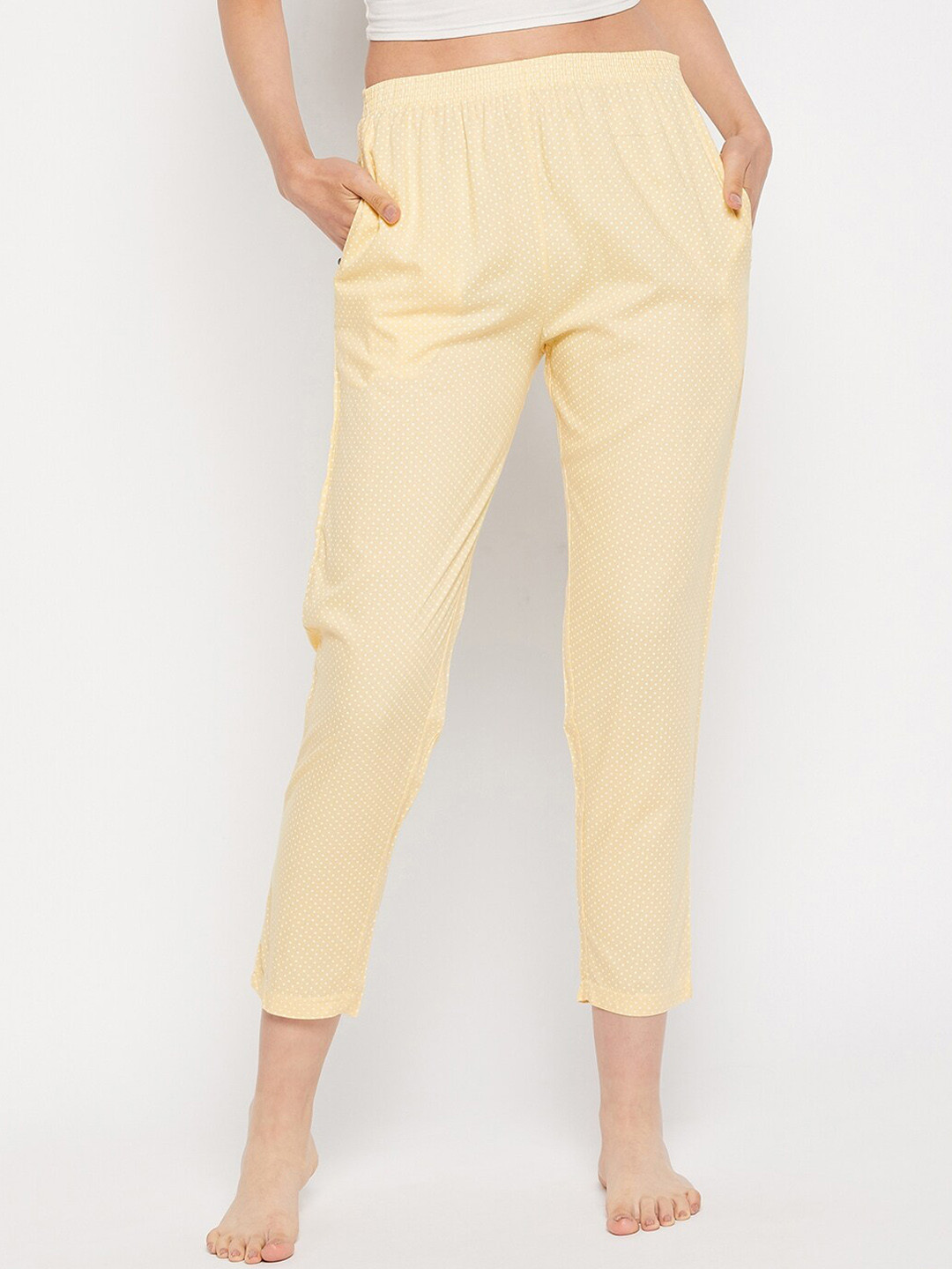 

FirstKrush Women Printed Mid Rise Woven Straight Lounge Pants, Yellow