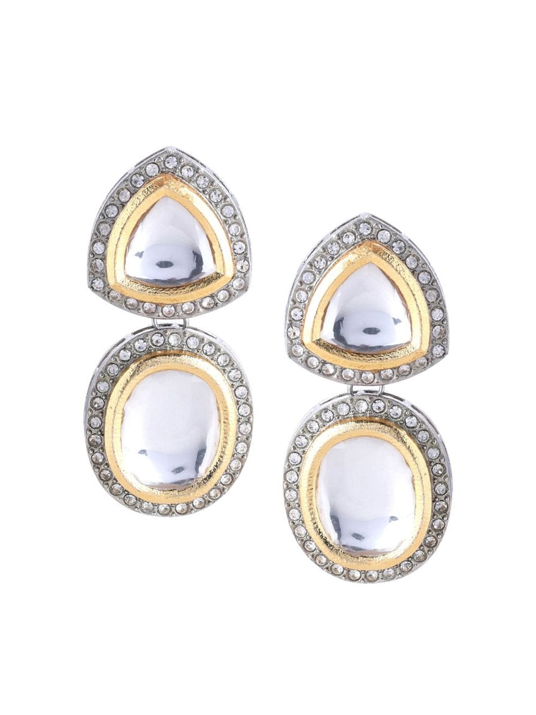 

AccessHer Silver-Plated Geometric American Diamond Studded Drop Earrings