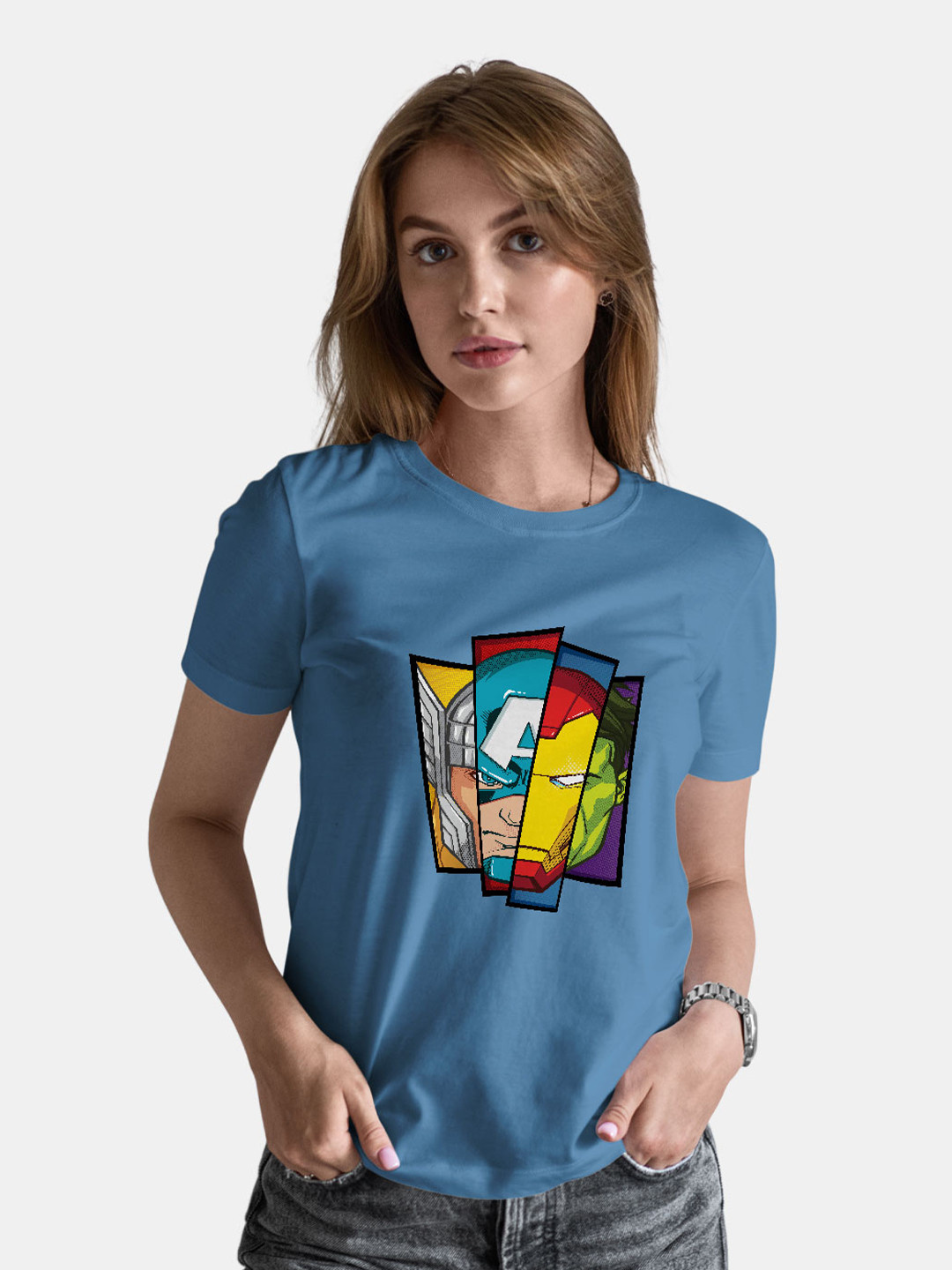 

macmerise Avengers Printed Cotton Bio Finish T-shirt, Blue