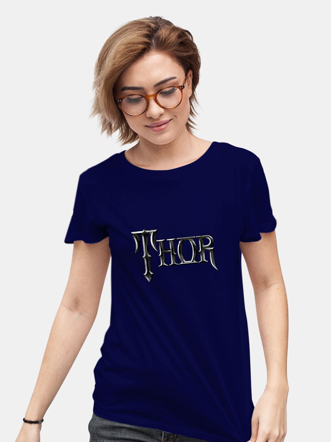

macmerise Thor Printed Bio Finish Pure Cotton T-shirt, Navy blue