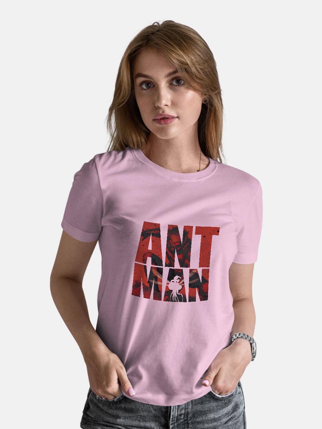 

macmerise Ant-Man Graphic Printed Bio Finish Cotton T-shirt, Pink