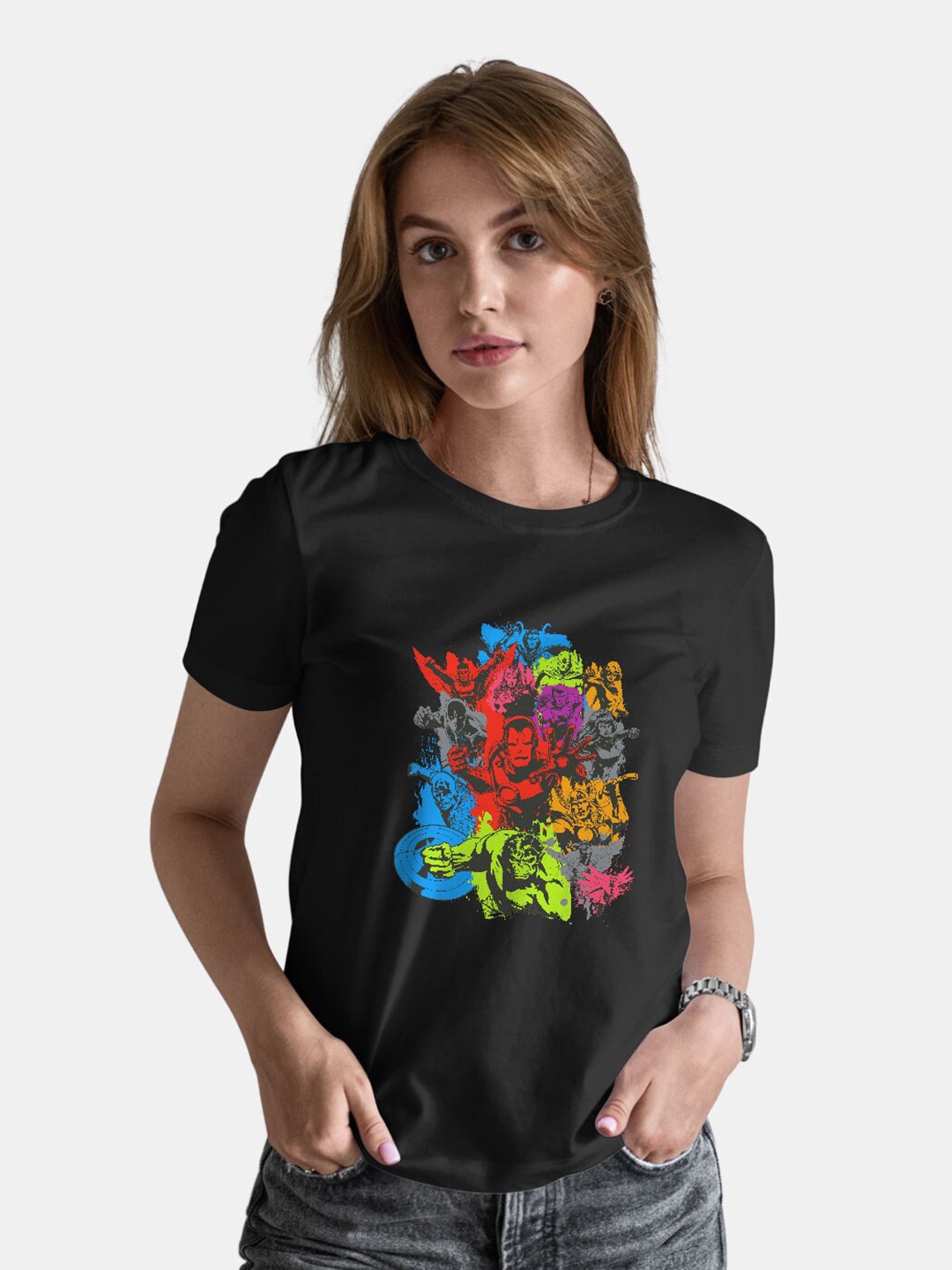 

macmerise Marvel Printed Bio Finish Cotton T-shirt, Black