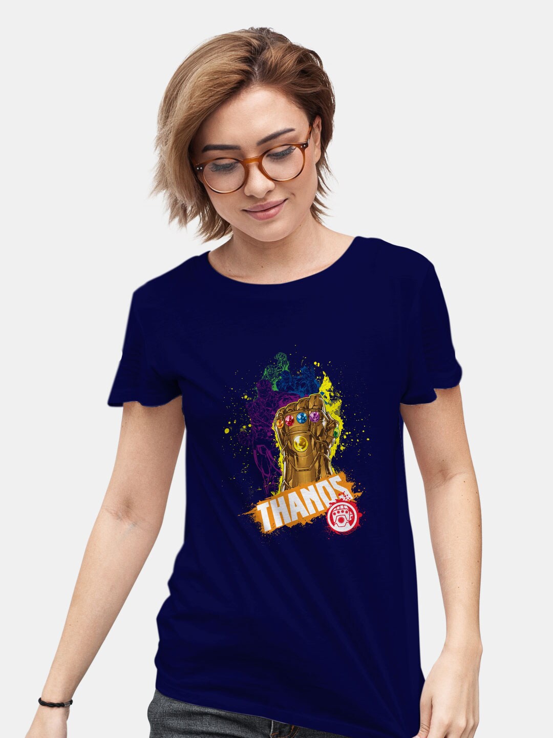 

macmerise Thanos Graphic Printed Bio Finish Cotton T-shirt, Navy blue